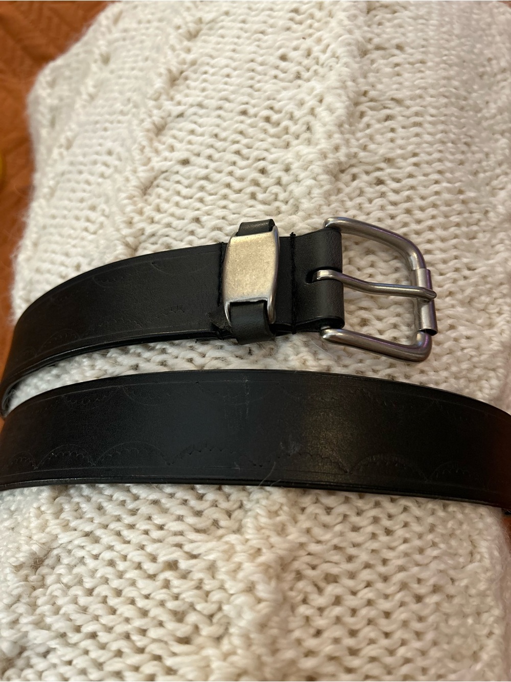 Classic Black Leather Men's Belt with Silver Buckle